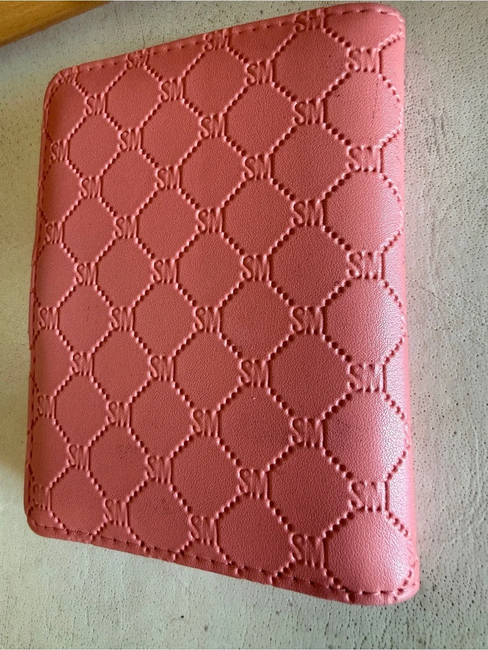 Steve Madden Pink Monogram Snap Wallet Card Holder Faux Leather